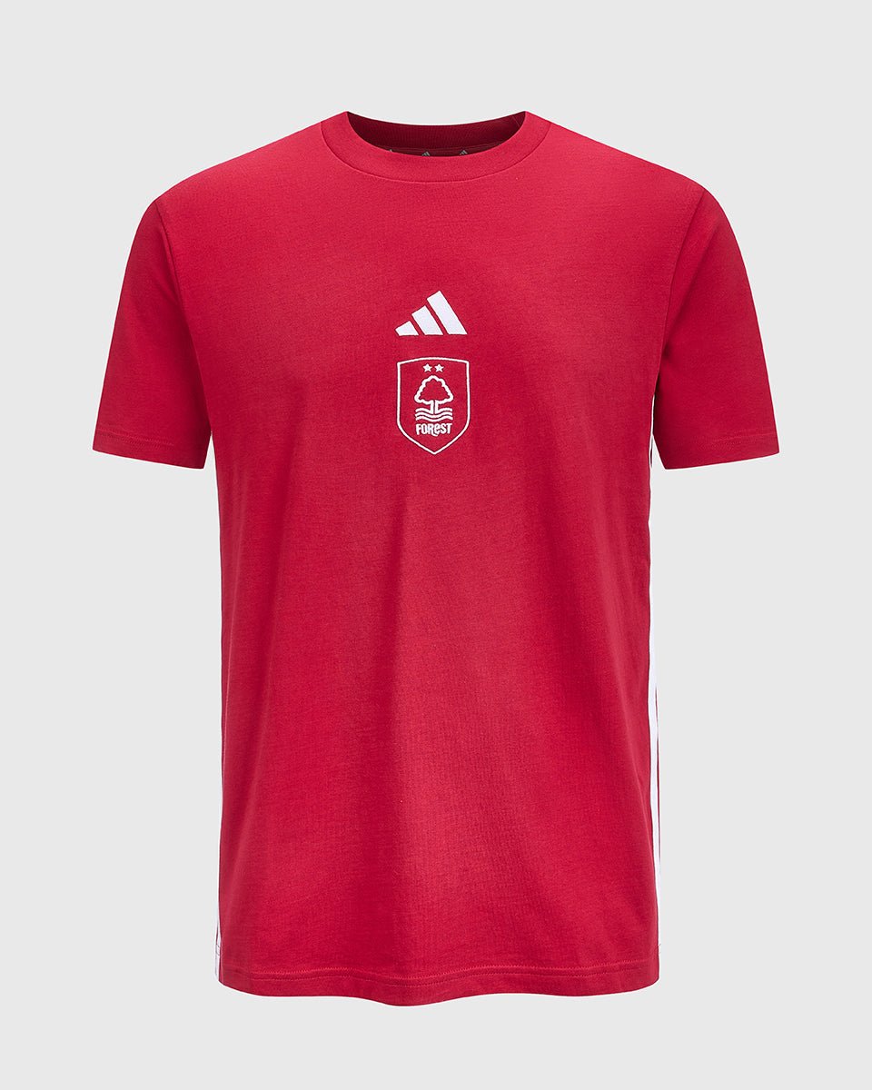 NFFC adidas Maroon 3-Stripe T-Shirt - Nottingham Forest FC