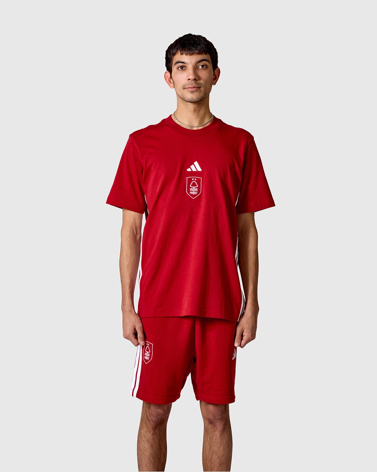 NFFC adidas Maroon 3-Stripe T-Shirt - Nottingham Forest FC