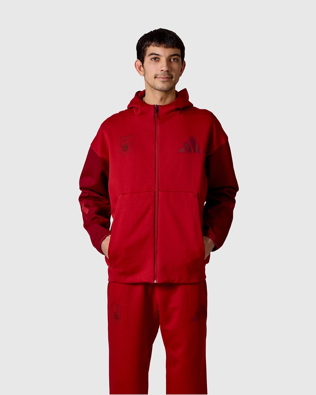 NFFC adidas Maroon ZNE Full Zip Hoodie - Nottingham Forest FC