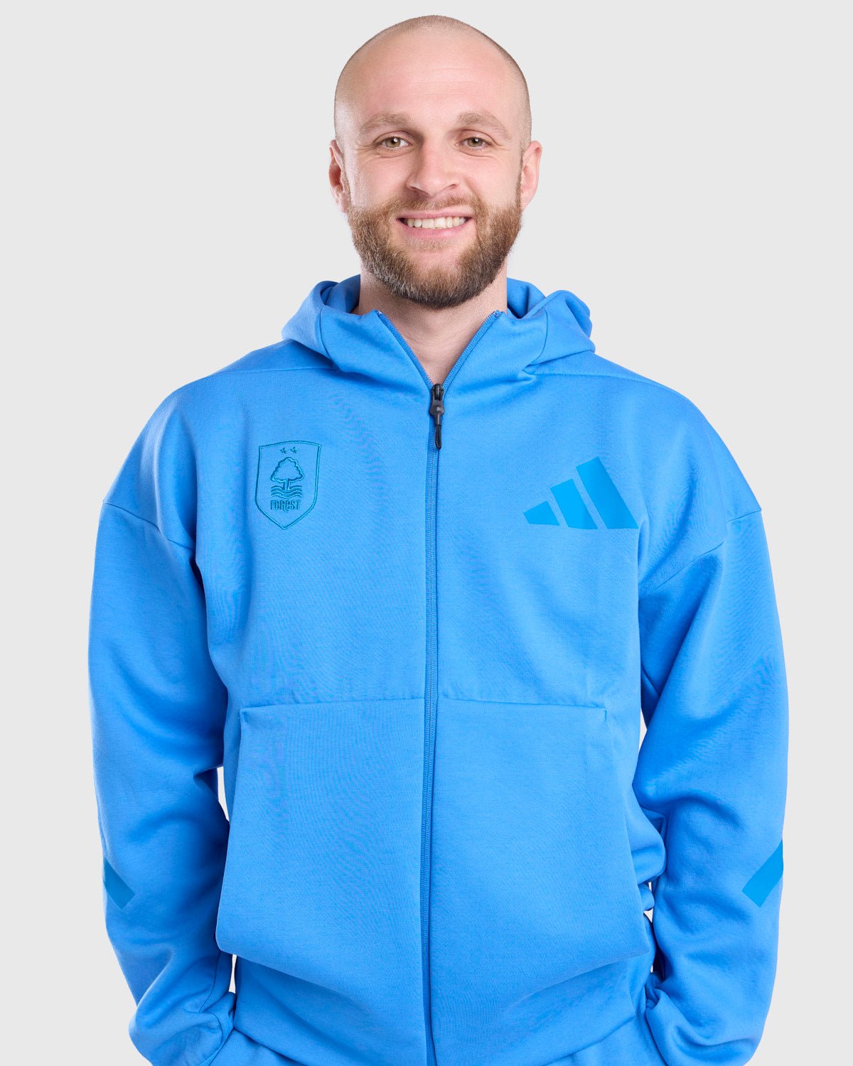 NFFC adidas Ray-Blue ZNE Full Zip Hoodie - Nottingham Forest FC