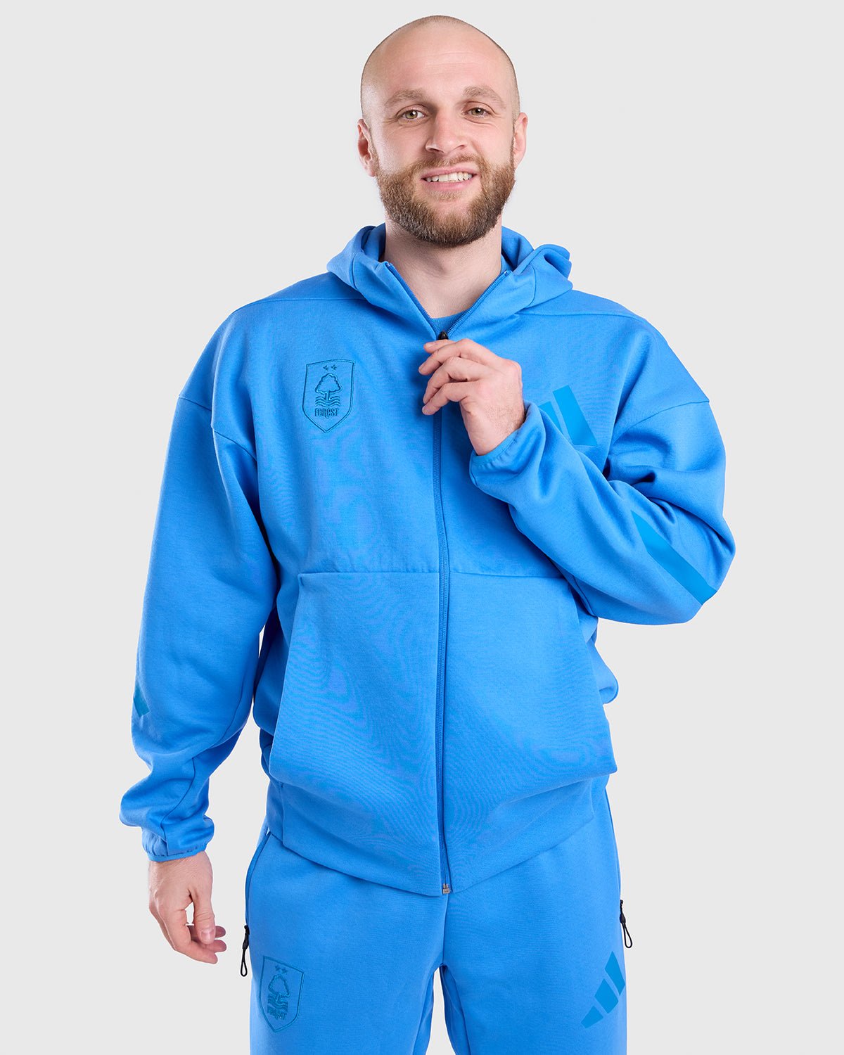 NFFC adidas Ray-Blue ZNE Full Zip Hoodie - Nottingham Forest FC