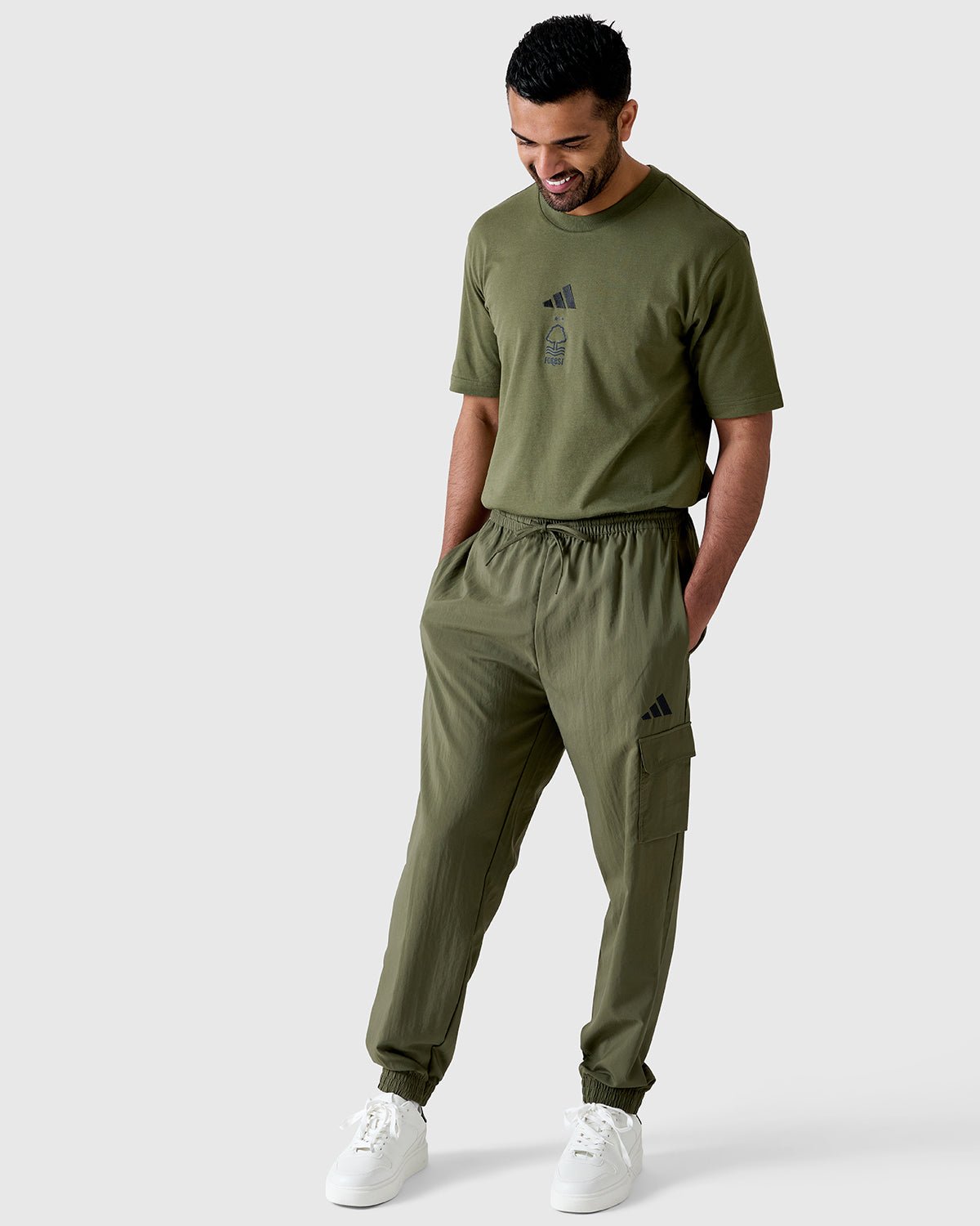 NFFC Adidas Small Logo Olive Cargo Pants - Nottingham Forest FC