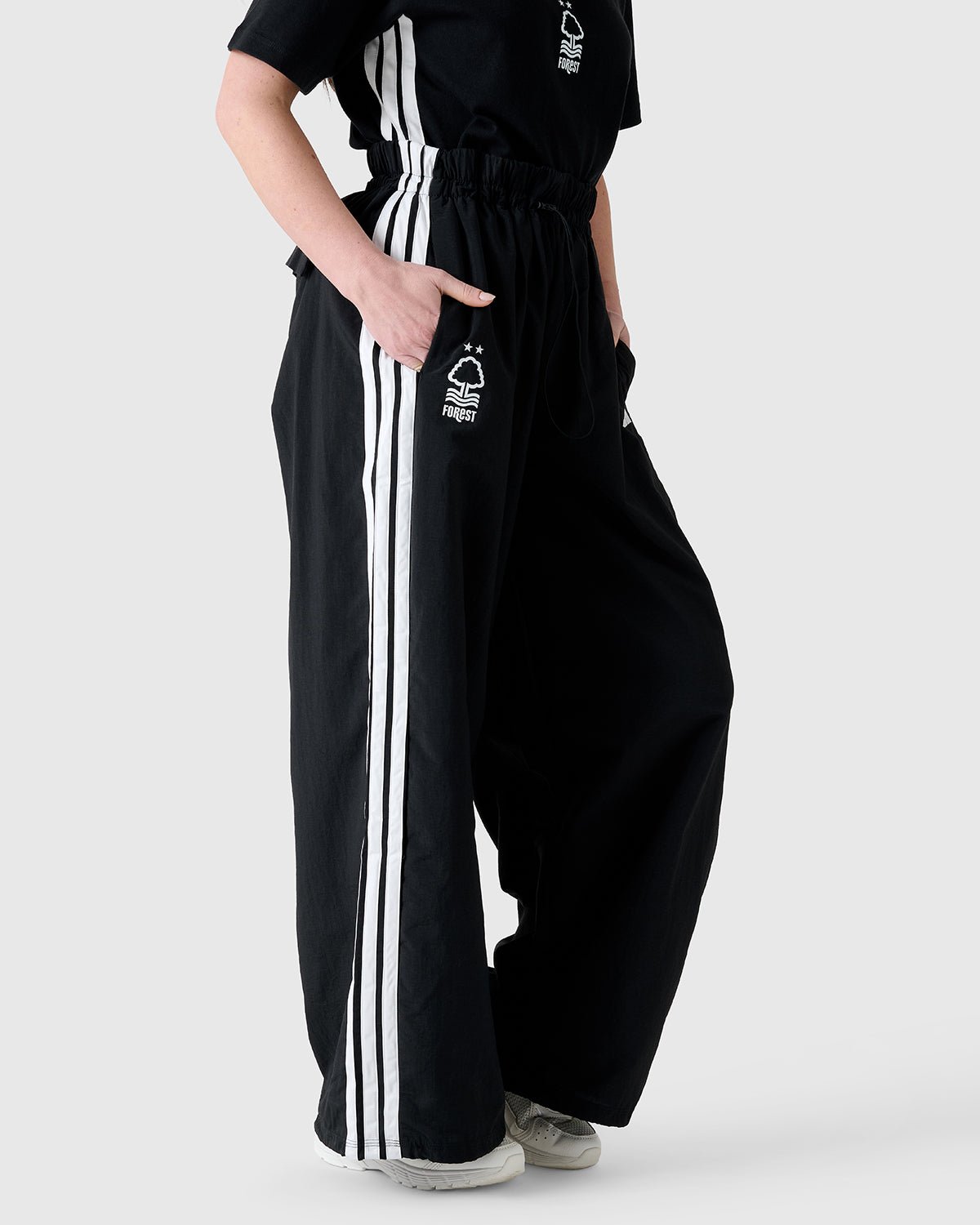 NFFC Adidas Women's 3 - Stripe Black Woven Pants - Nottingham Forest FC