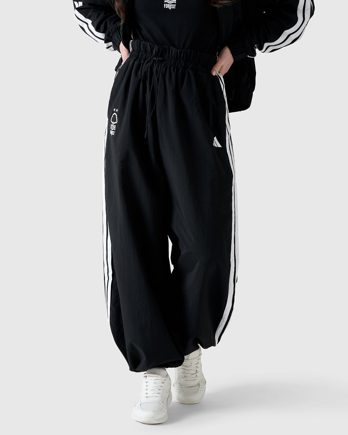 NFFC Adidas Women's 3 - Stripe Black Woven Pants - Nottingham Forest FC