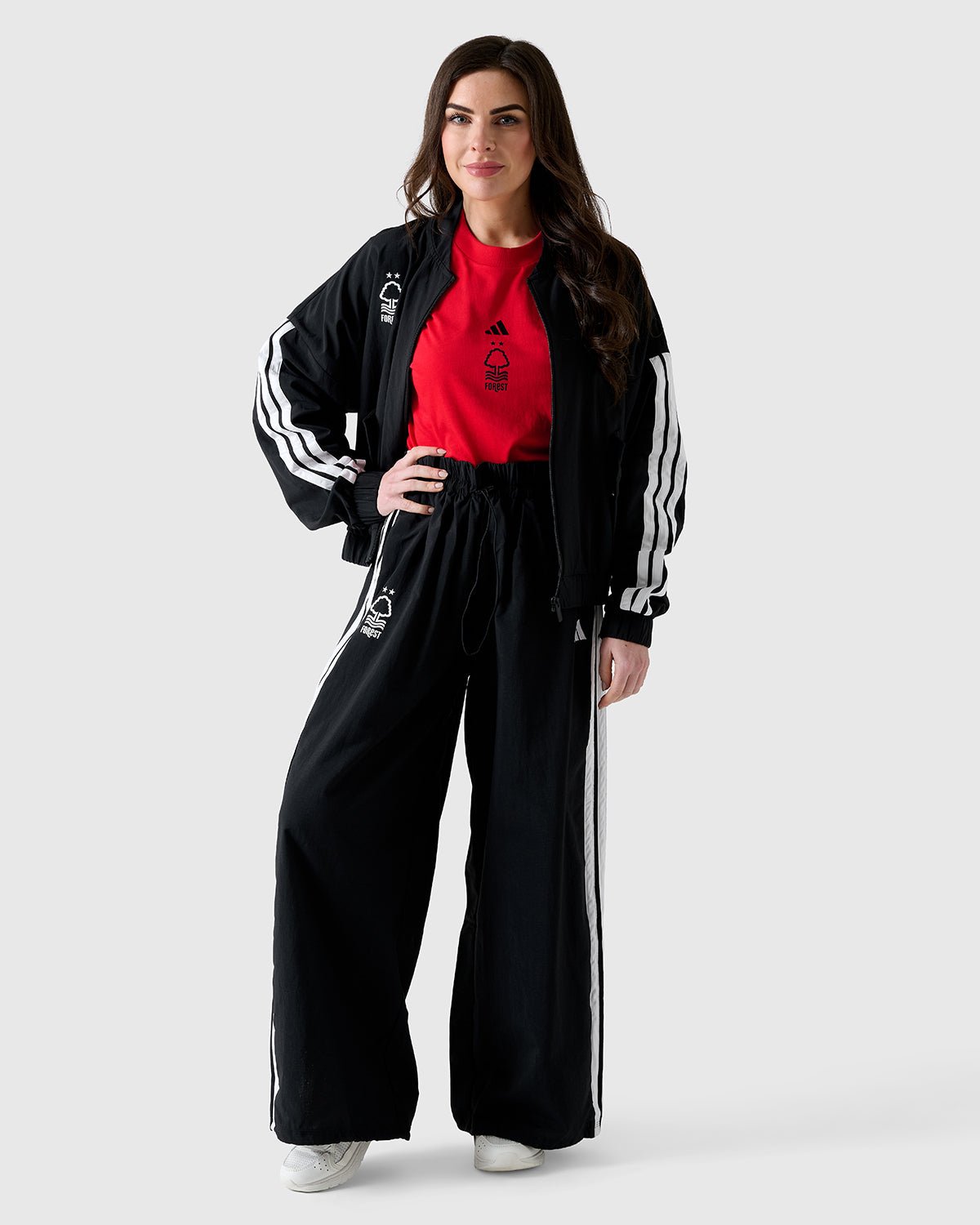 NFFC Adidas Women's 3 - Stripe Black Woven Pants - Nottingham Forest FC