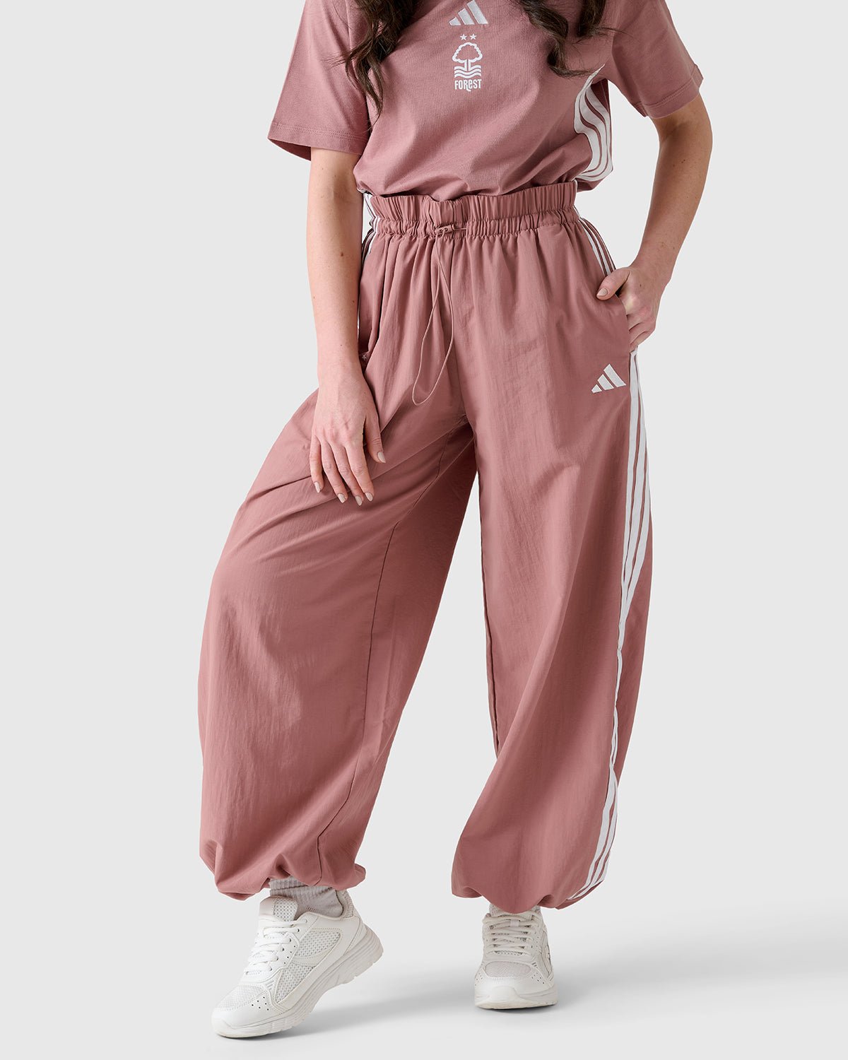 NFFC Adidas Women's 3 - Stripe Pink Woven Pants - Nottingham Forest FC