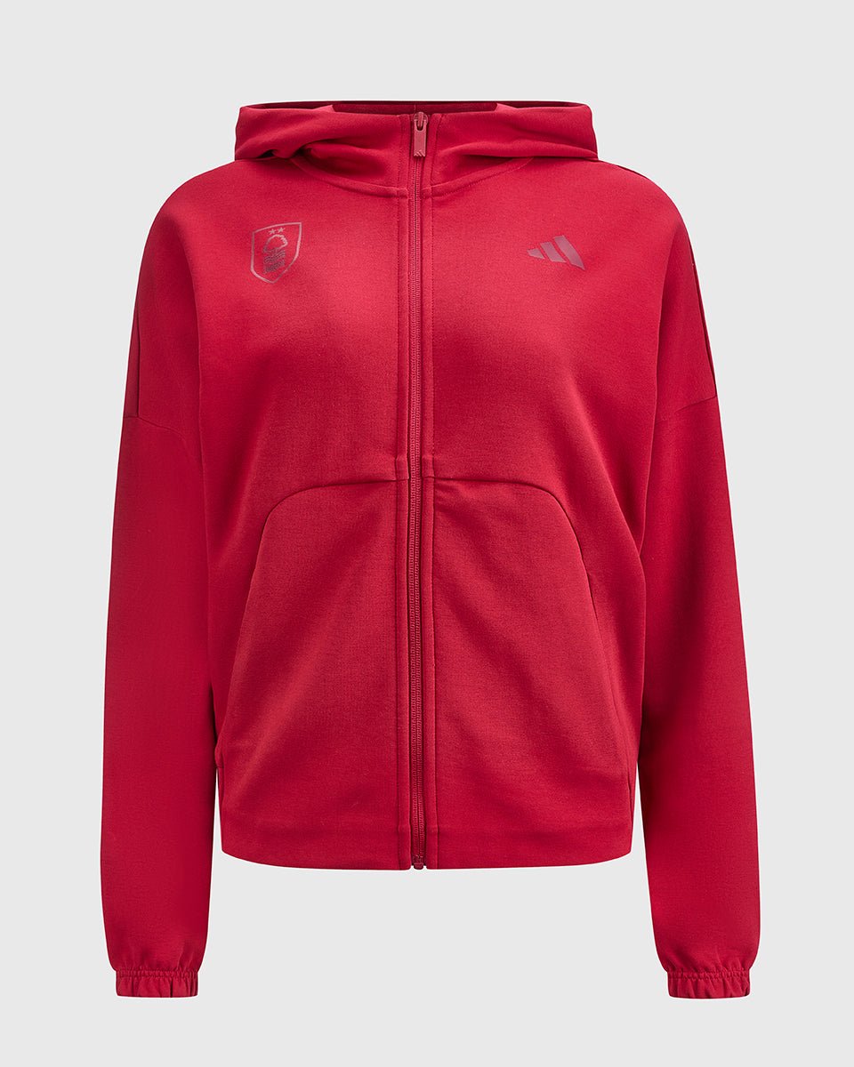 NFFC adidas Womens Maroon Future Icons Full Zip Hoodie - Nottingham Forest FC
