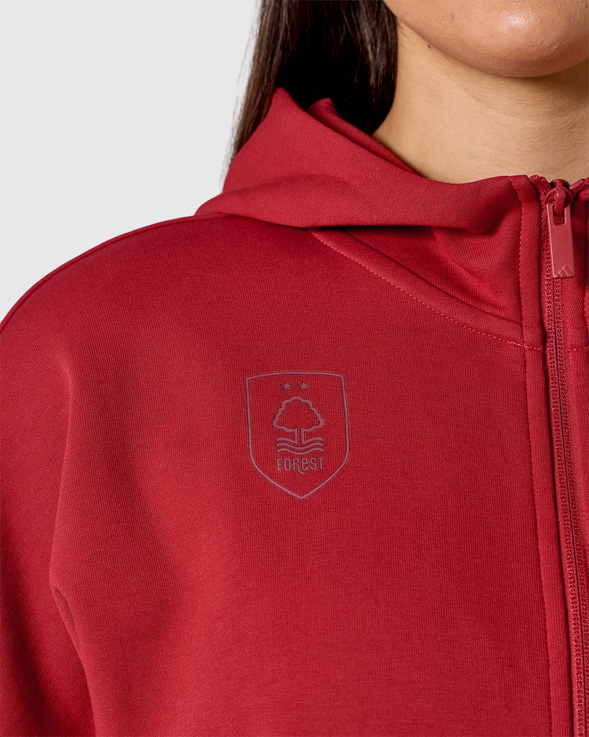 NFFC adidas Womens Maroon Future Icons Full Zip Hoodie - Nottingham Forest FC
