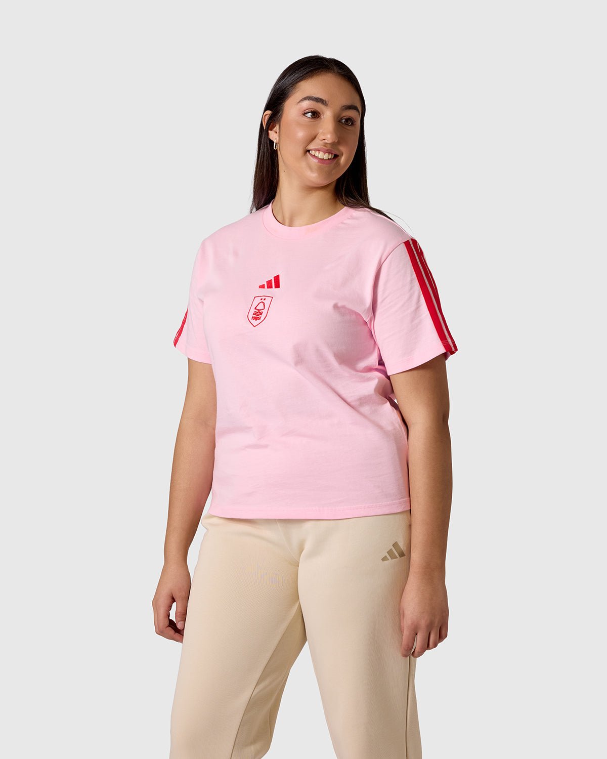 NFFC adidas Womens Ruby 3-Stripe T-Shirt - Nottingham Forest FC