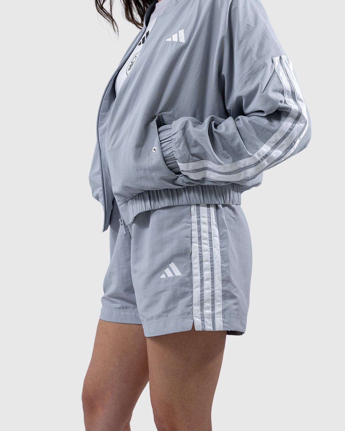 NFFC adidas Women's Silver 3-Stripe Shorts - Nottingham Forest FC