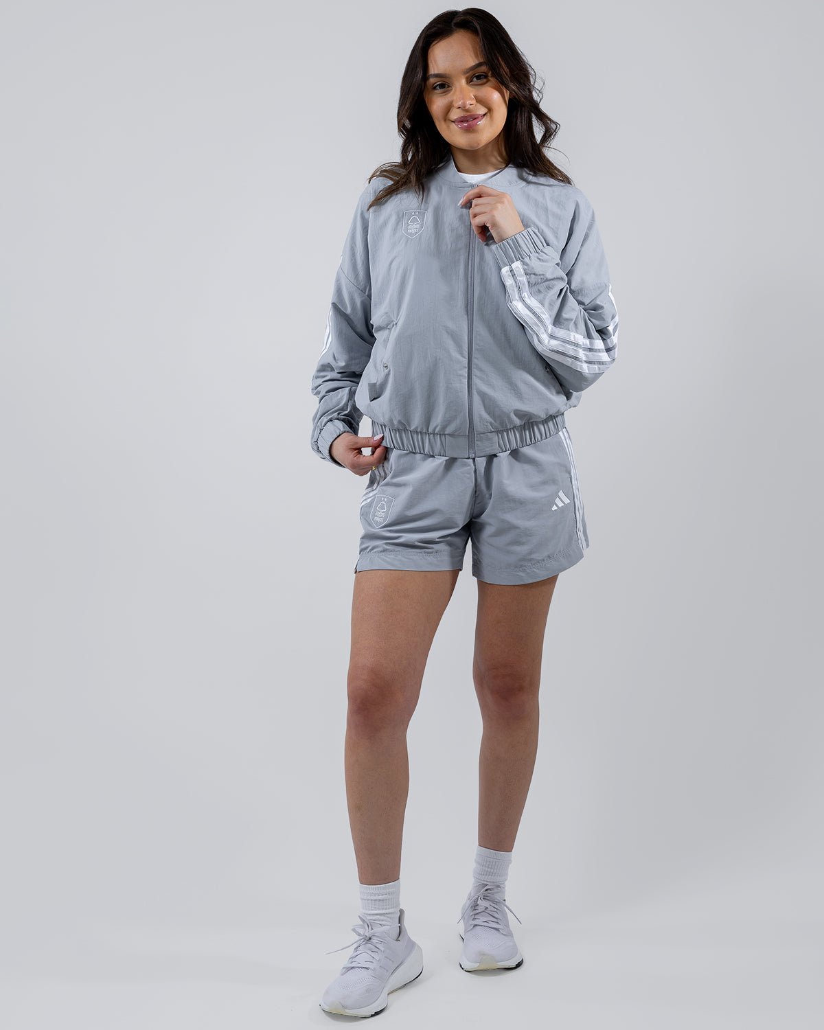 NFFC adidas Women's Silver 3-Stripe Shorts - Nottingham Forest FC