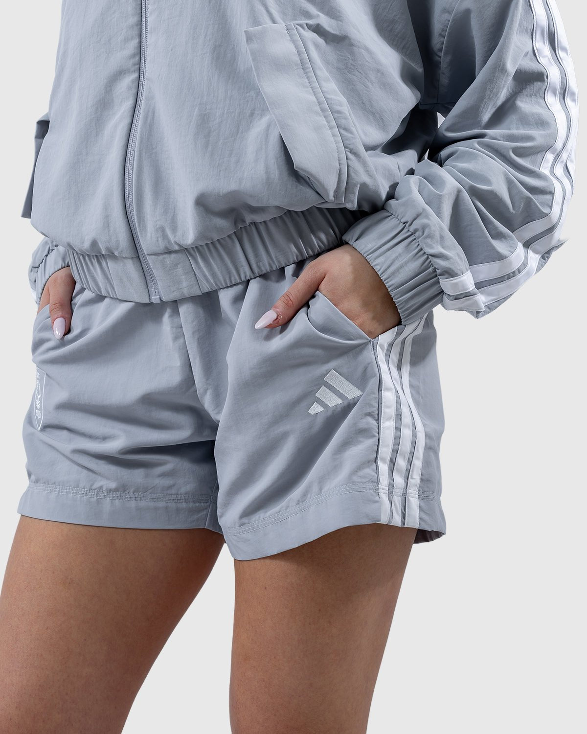 NFFC adidas Women's Silver 3-Stripe Shorts - Nottingham Forest FC