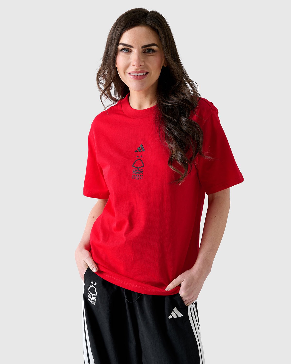 NFFC Adidas Women's Small Logo Red T-Shirt - Nottingham Forest FC