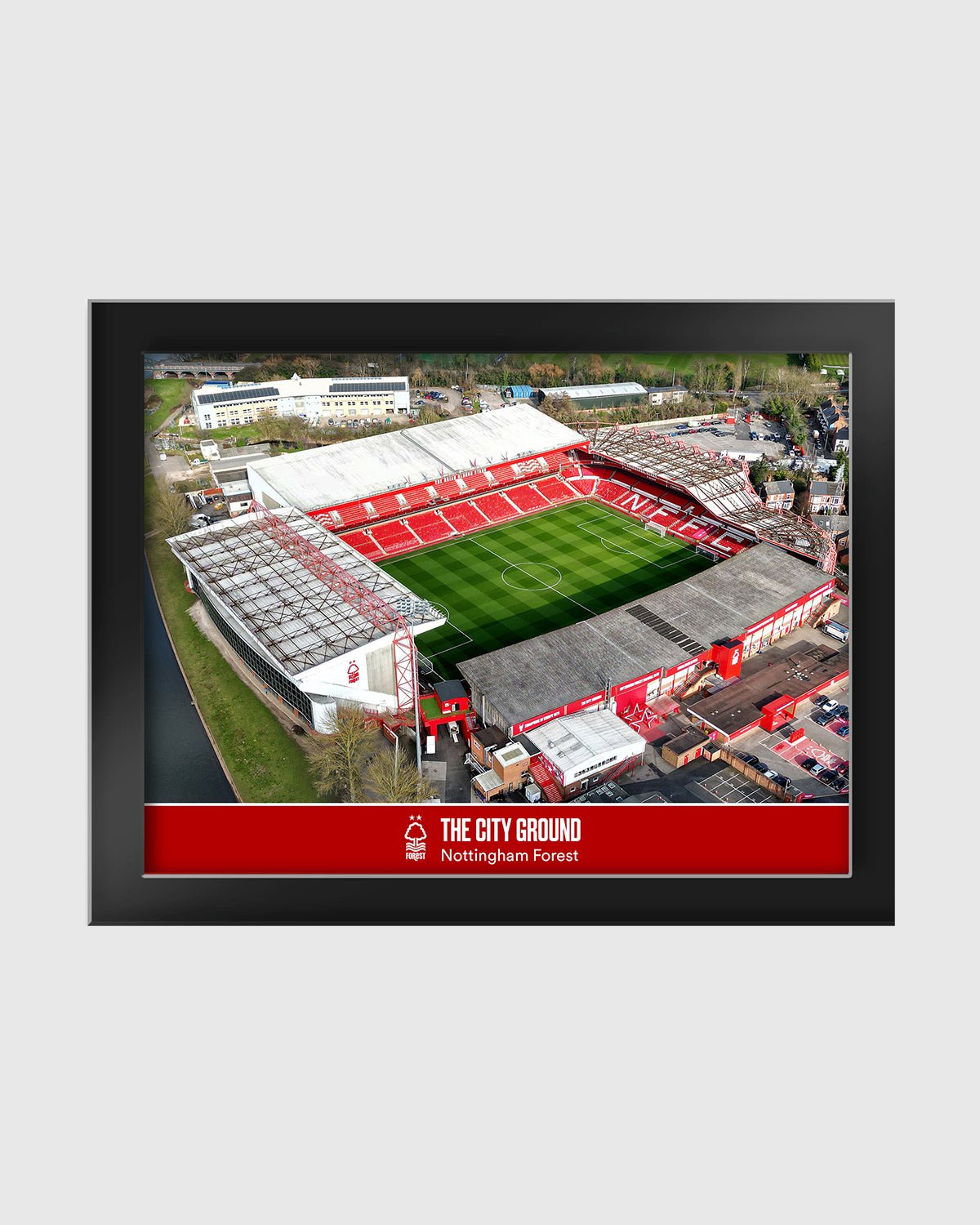 NFFC Aerial Stadium Tempered Glass Framed Print - 8 x 6 - Nottingham Forest FC