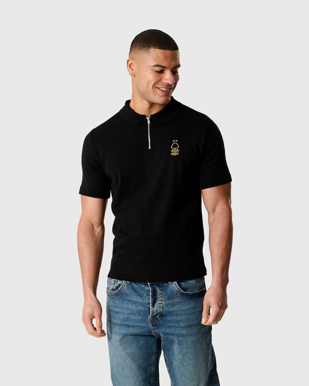 NFFC Black Essential Knit Short Sleeve Polo - Nottingham Forest FC