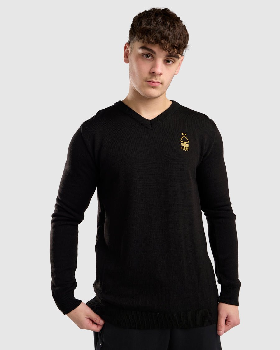 NFFC Black Essential Knit V Neck - Nottingham Forest FC