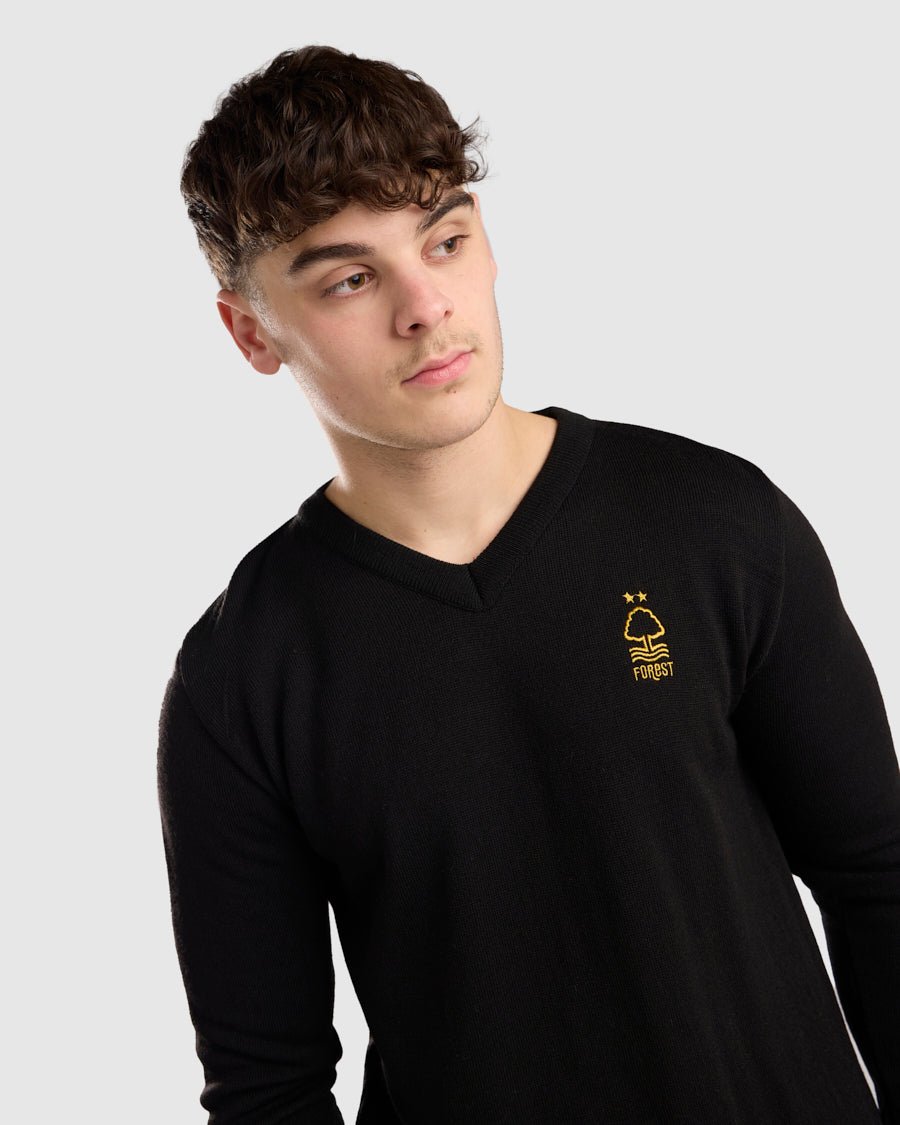 NFFC Black Essential Knit V Neck - Nottingham Forest FC