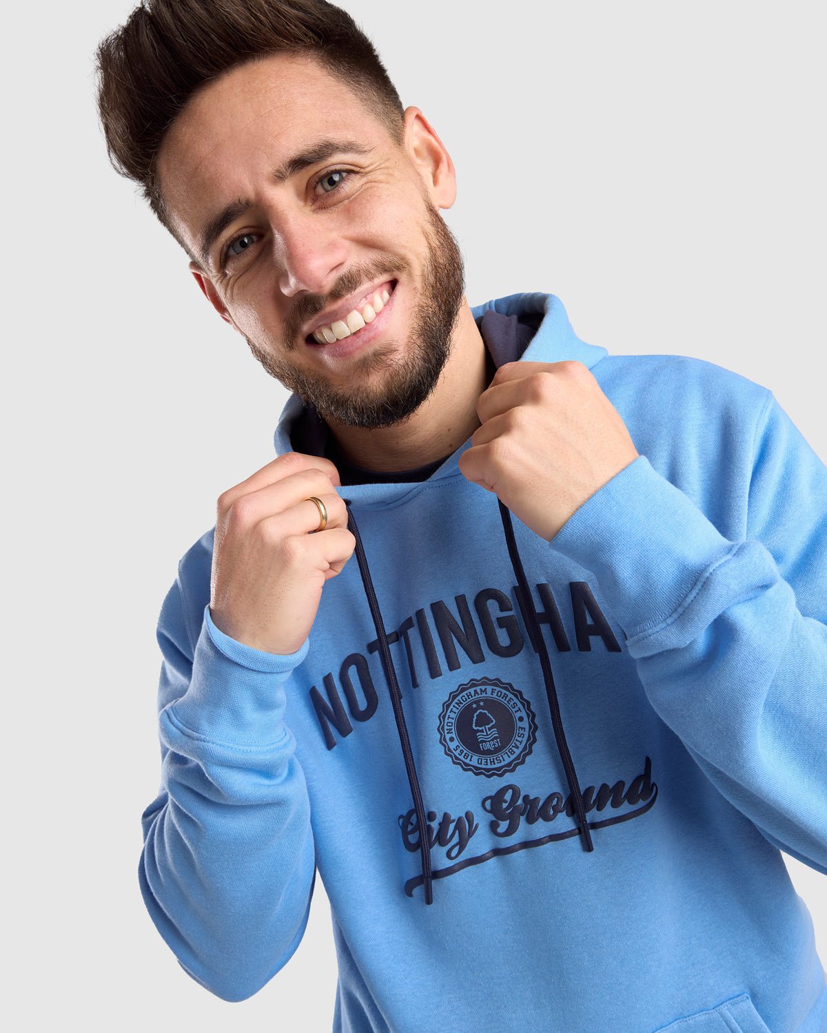 NFFC Blue Collegiate Print Hoodie - Nottingham Forest FC