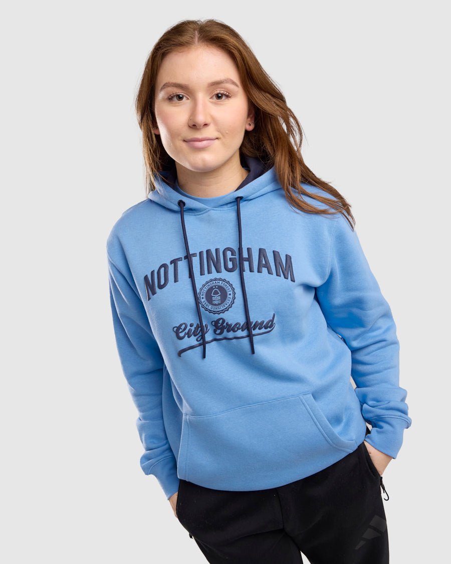 NFFC Blue Collegiate Print Hoodie - Nottingham Forest FC