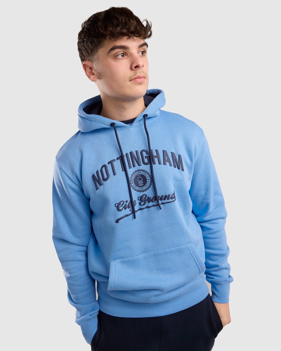 NFFC Blue Collegiate Print Hoodie - Nottingham Forest FC
