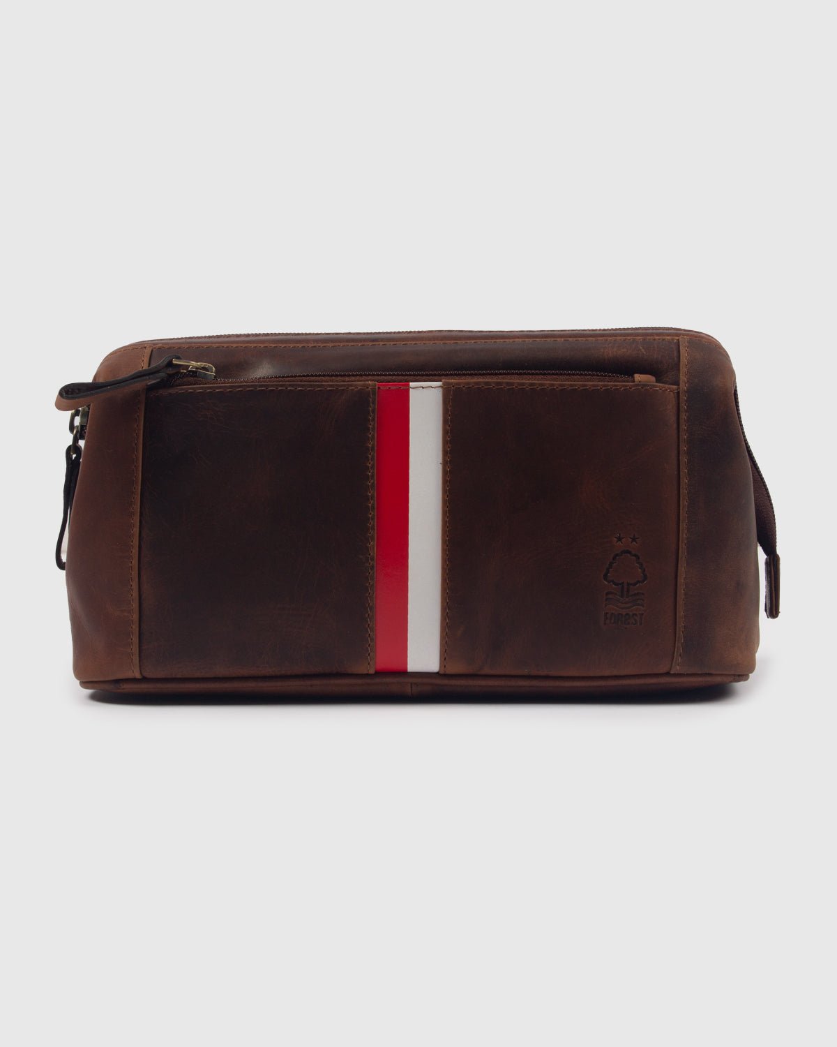 NFFC Brown Leather Banded Wash Bag - Nottingham Forest FC