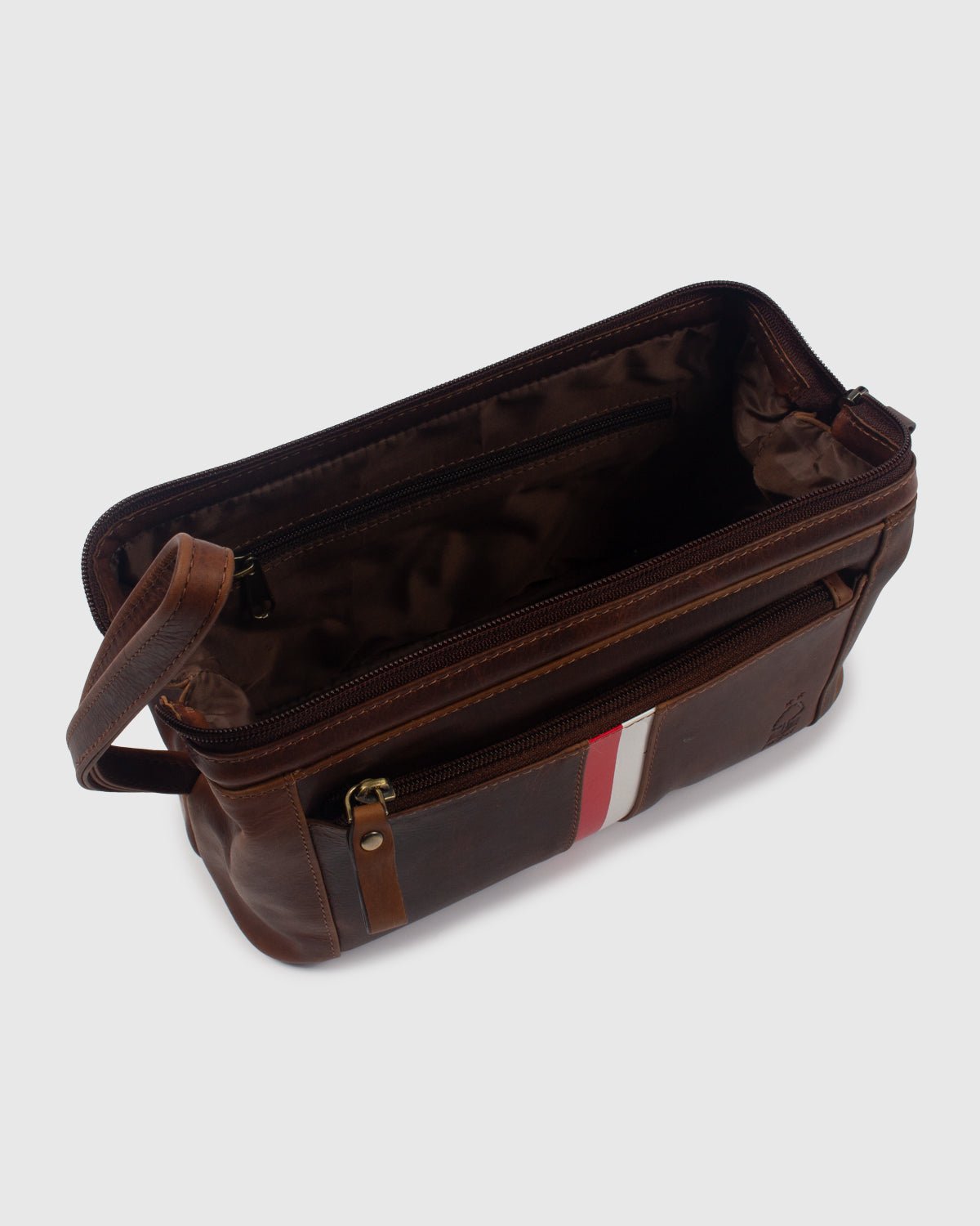 NFFC Brown Leather Banded Wash Bag - Nottingham Forest FC