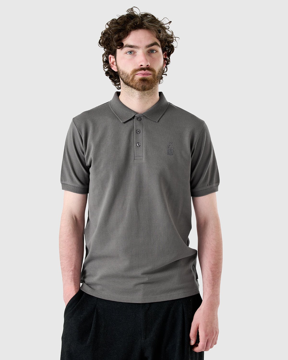 NFFC Charcoal Weekend Edit Waffle Polo - Nottingham Forest FC