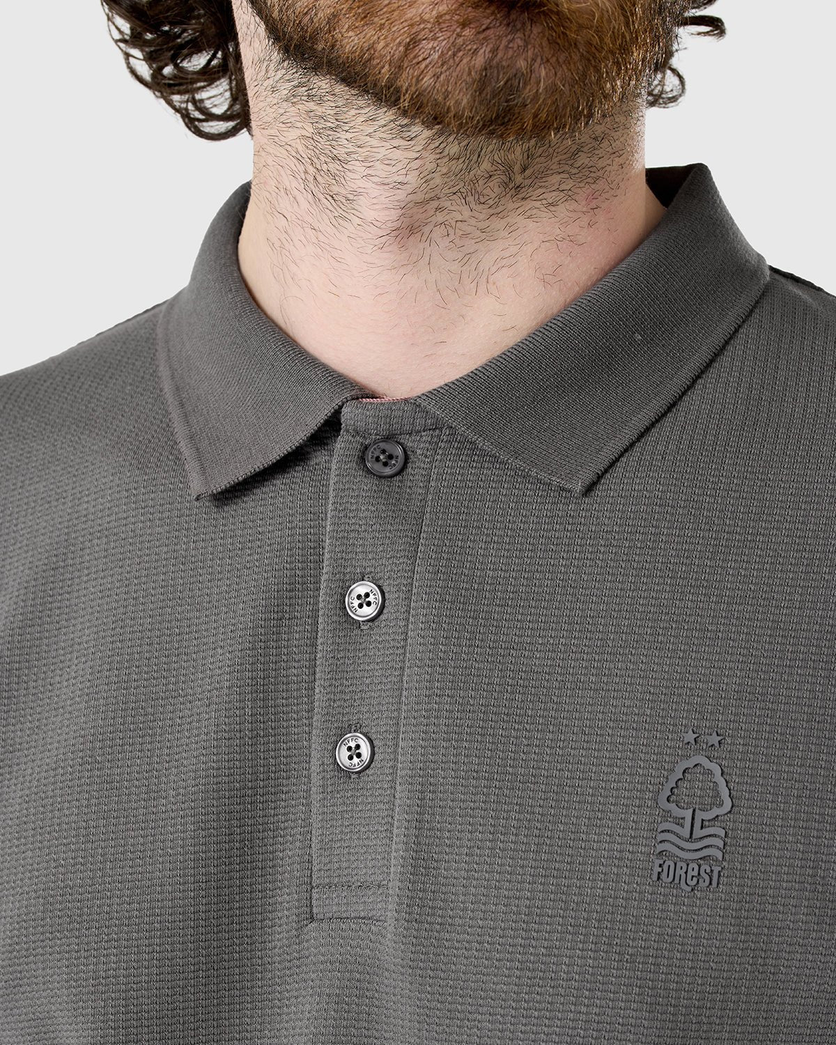 NFFC Charcoal Weekend Edit Waffle Polo - Nottingham Forest FC