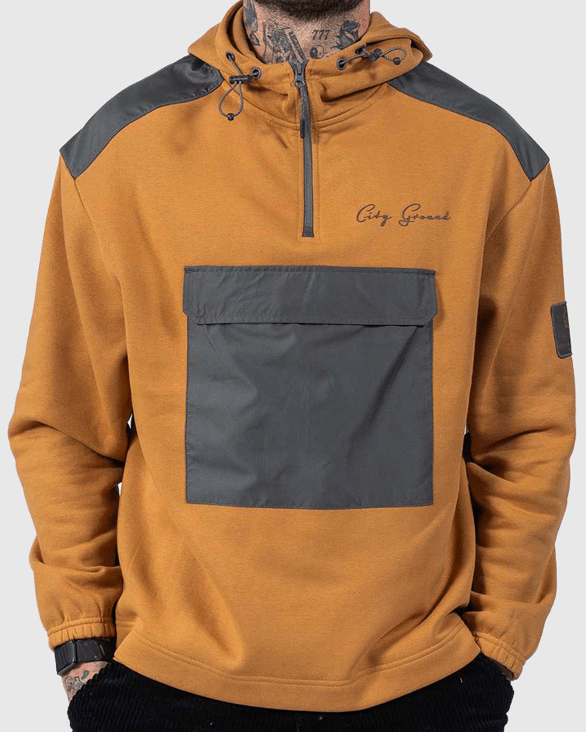 NFFC City Ground Brown 1/4 Zip Hoodie - Nottingham Forest FC