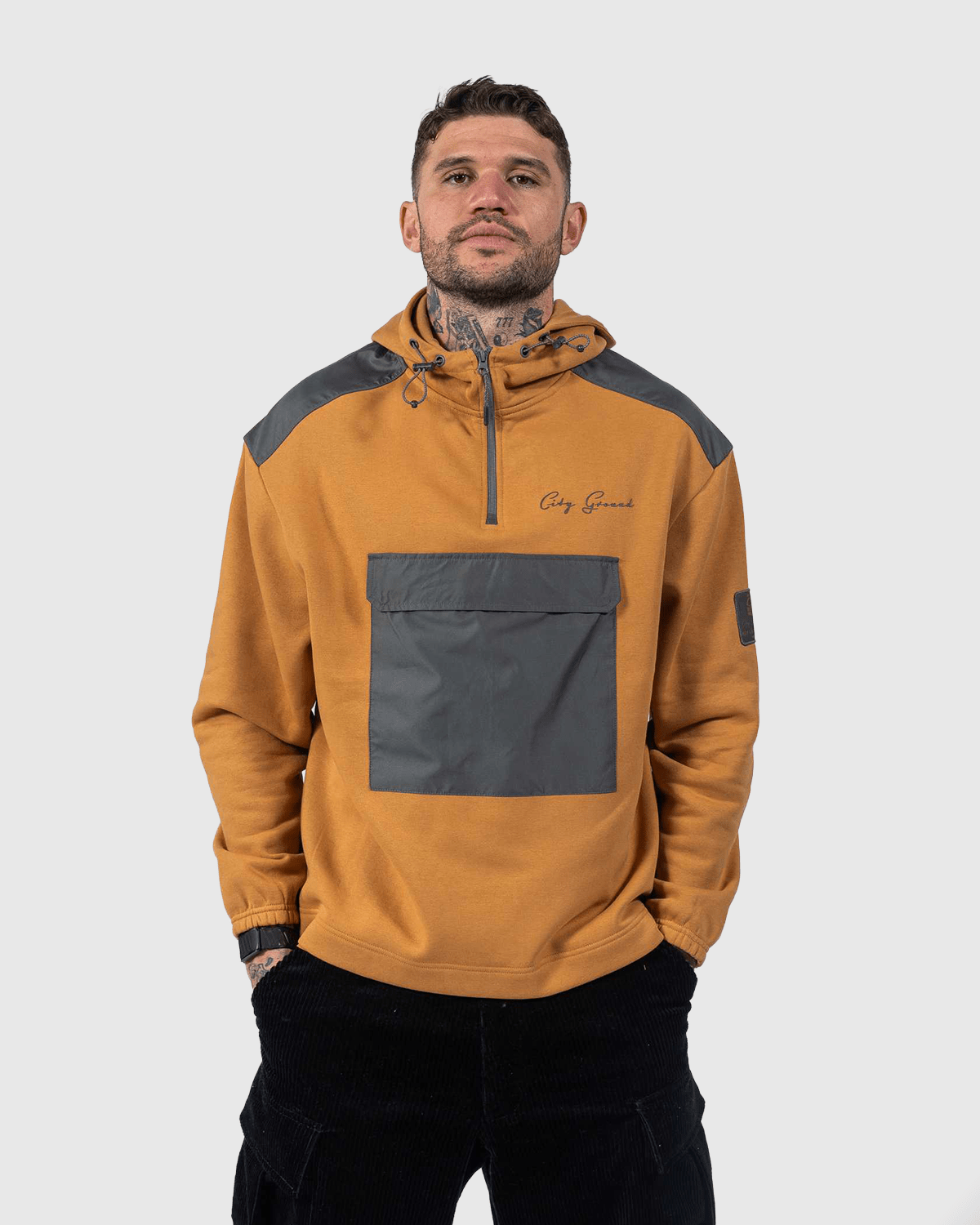 NFFC City Ground Brown 1/4 Zip Hoodie - Nottingham Forest FC