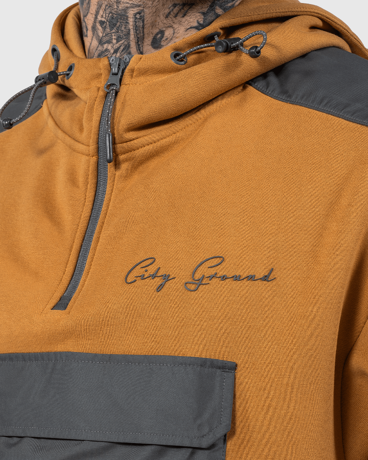 NFFC City Ground Brown 1/4 Zip Hoodie - Nottingham Forest FC
