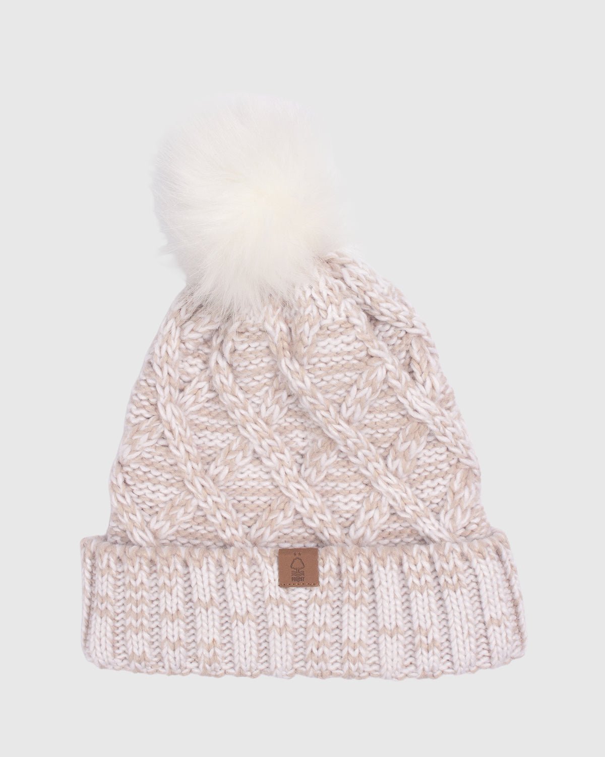 NFFC Cream Cable Knit Bobble Hat - Nottingham Forest FC