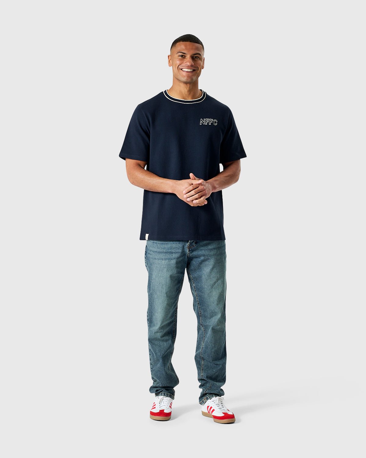 NFFC Embroidery Navy Waffle Knit T-Shirt - Nottingham Forest FC