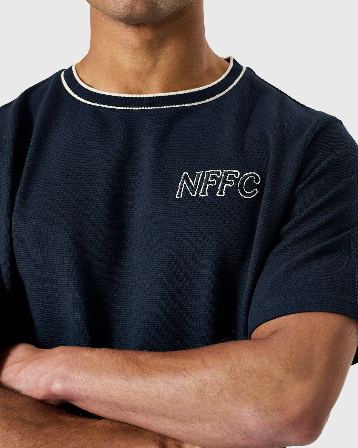 NFFC Embroidery Navy Waffle Knit T-Shirt - Nottingham Forest FC