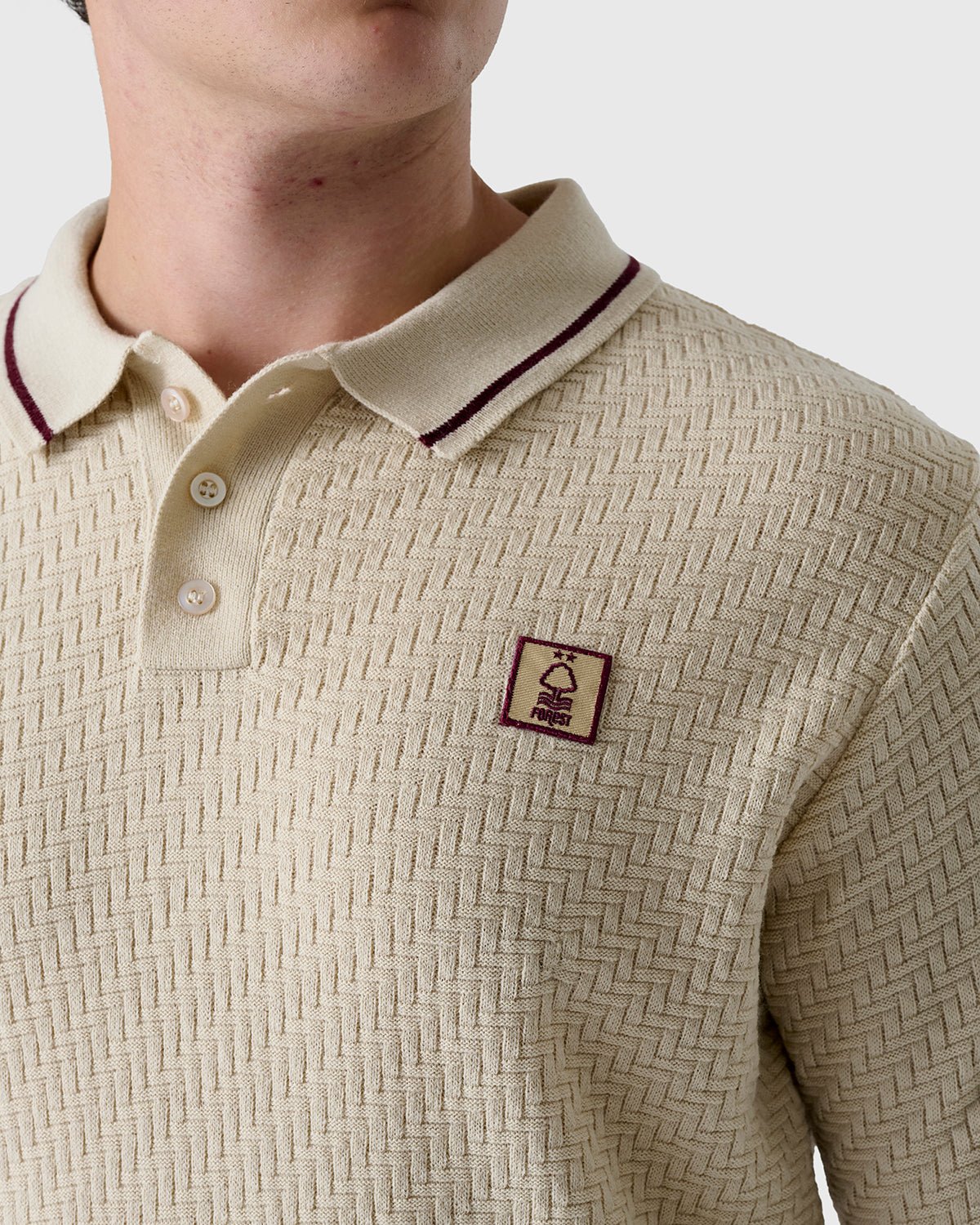 NFFC Flagstone Knit Long Sleeve Polo - Nottingham Forest FC