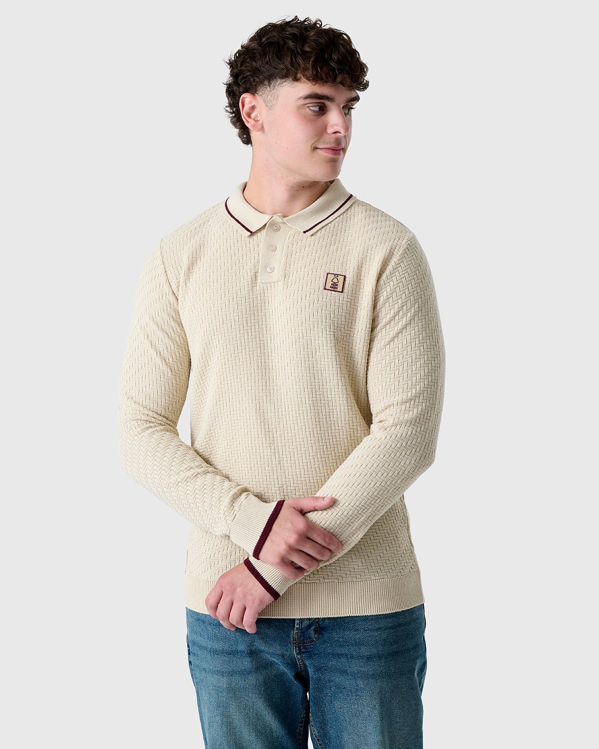 NFFC Flagstone Knit Long Sleeve Polo - Nottingham Forest FC