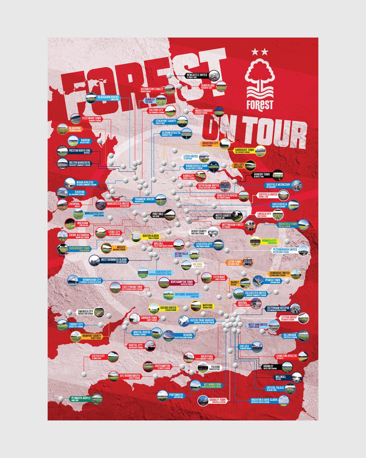 NFFC Forest On Tour Scratch Map - Nottingham Forest FC