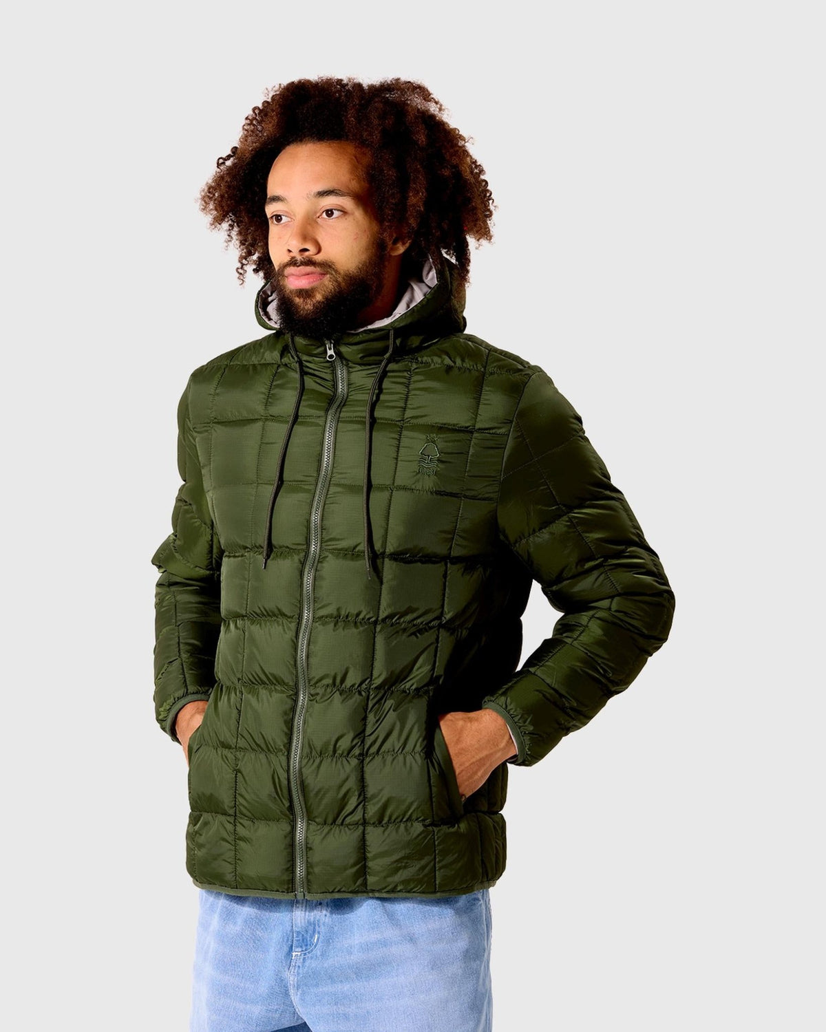 NFFC Green Squared Padded Hooded Jacket - Nottingham Forest FC