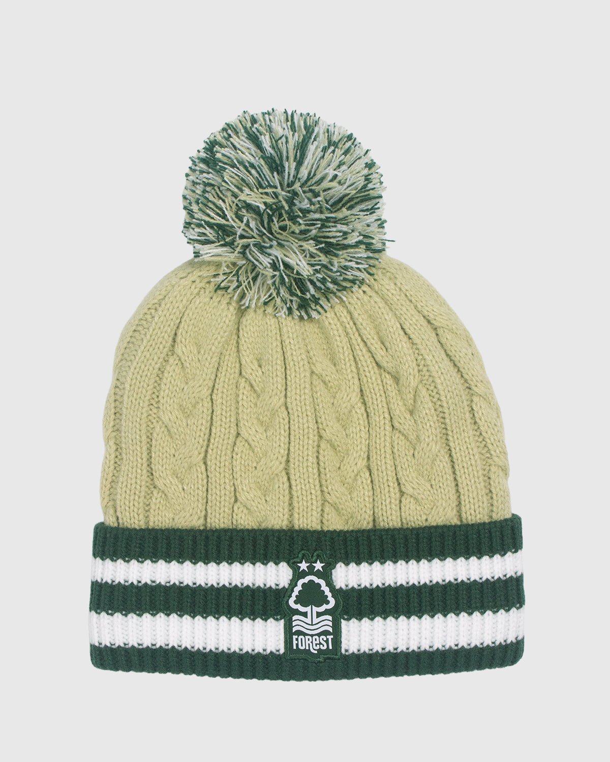 NFFC Green Stripe Cable Bobble Hat - Nottingham Forest FC