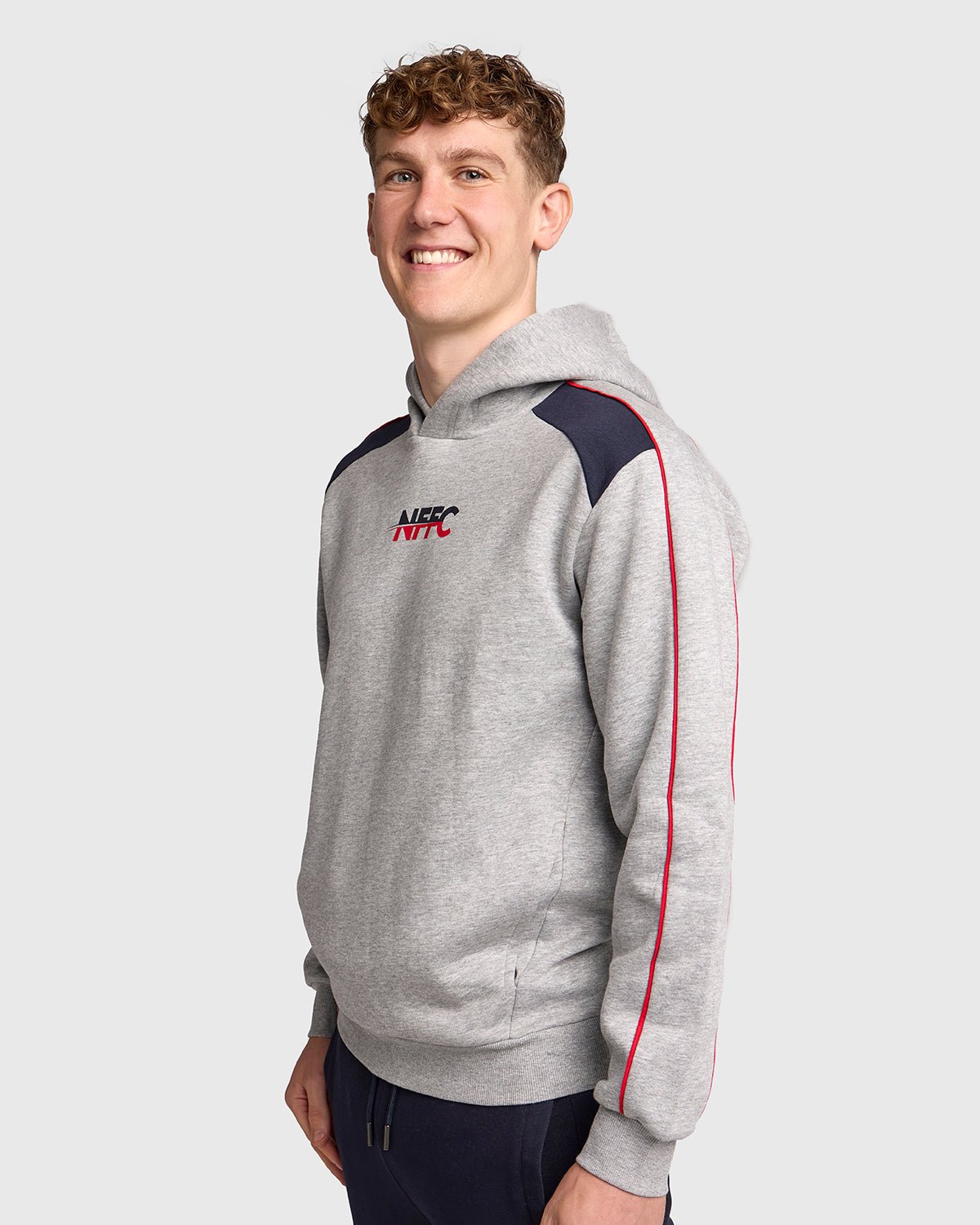 NFFC Grey Club Colours Shoulder Panel Hoodie - Nottingham Forest FC