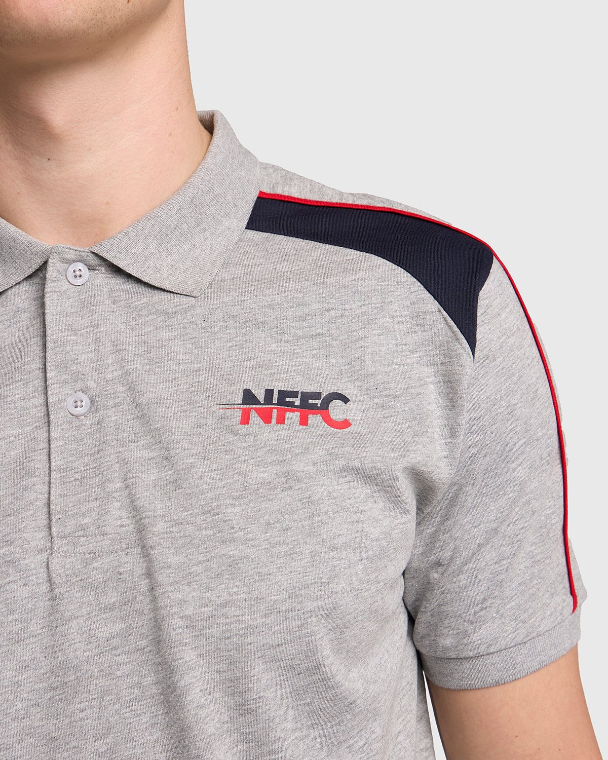 NFFC Grey Club Colours Shoulder Panel Polo - Nottingham Forest FC