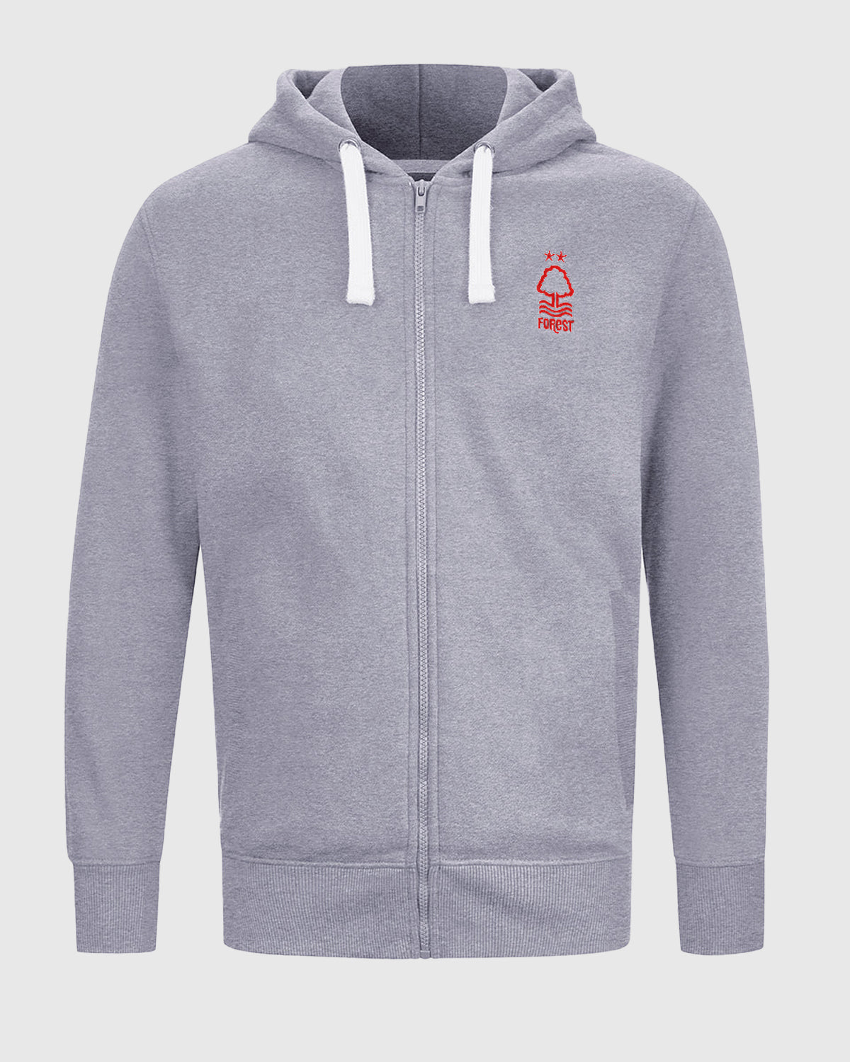 NFFC Grey Essential Crest Full Zip Hoodie - Nottingham Forest FC