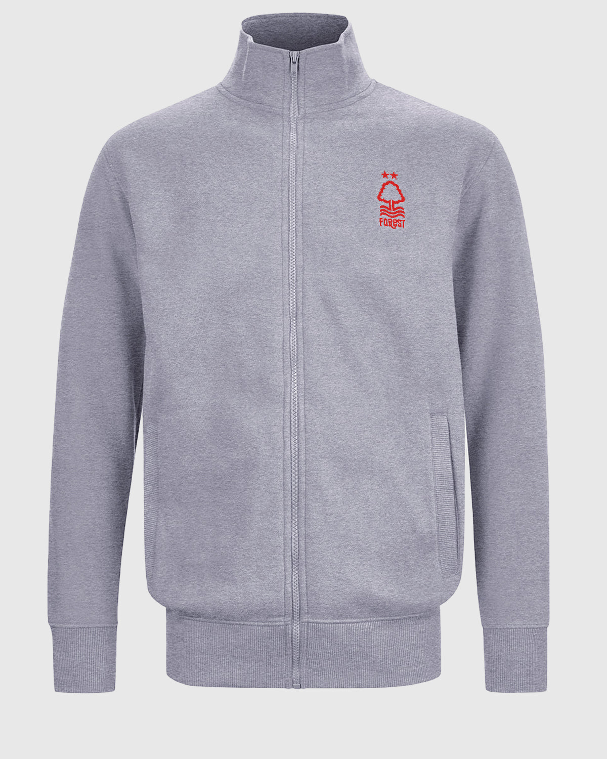 NFFC Grey Essential Crest Full Zip Track Top - Nottingham Forest FC