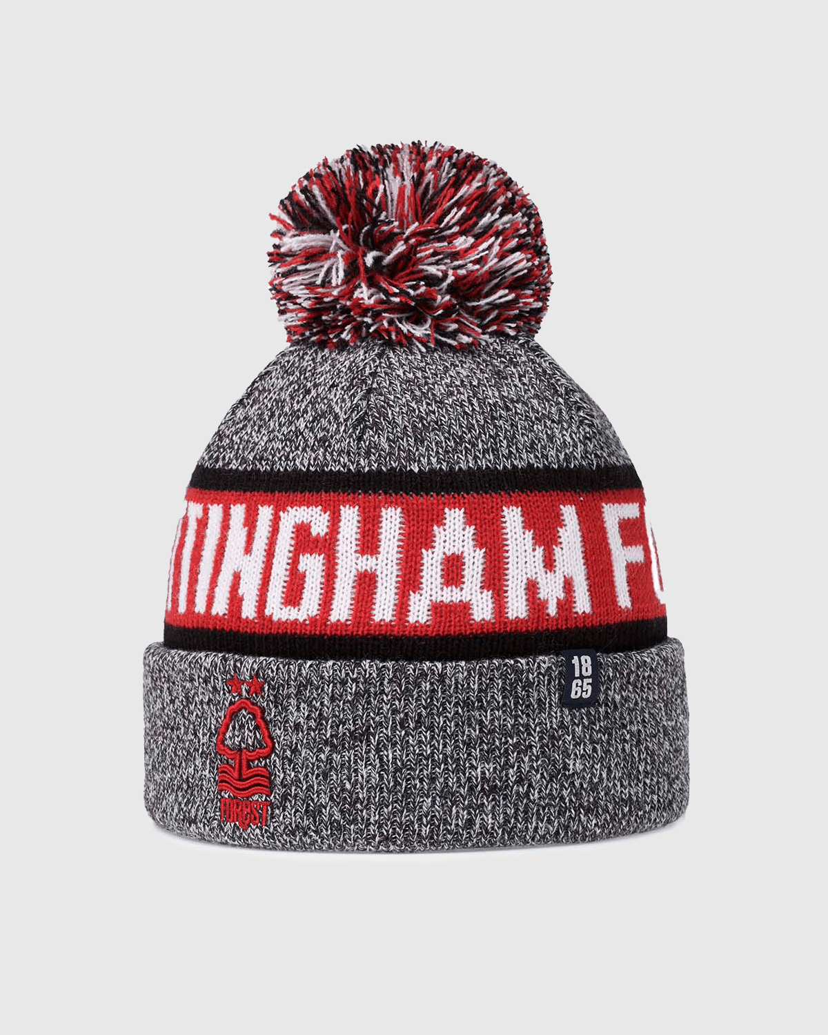 NFFC Grey Marl 1865 Cuff Knit Bobble Hat - Nottingham Forest FC