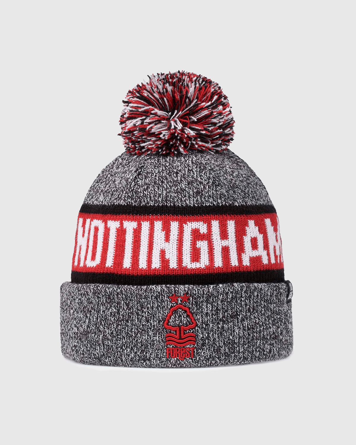 NFFC Grey Marl 1865 Cuff Knit Bobble Hat - Nottingham Forest FC