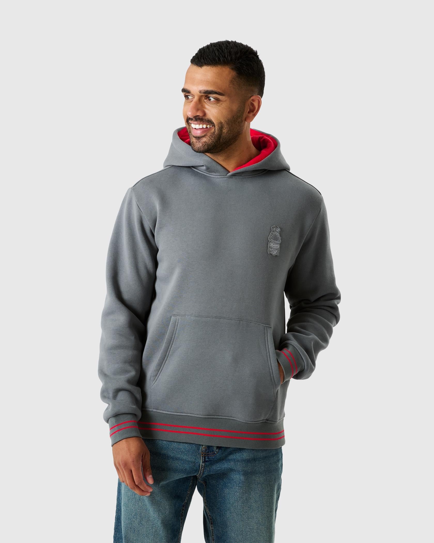 NFFC Grey Outline Hoodie - Nottingham Forest FC
