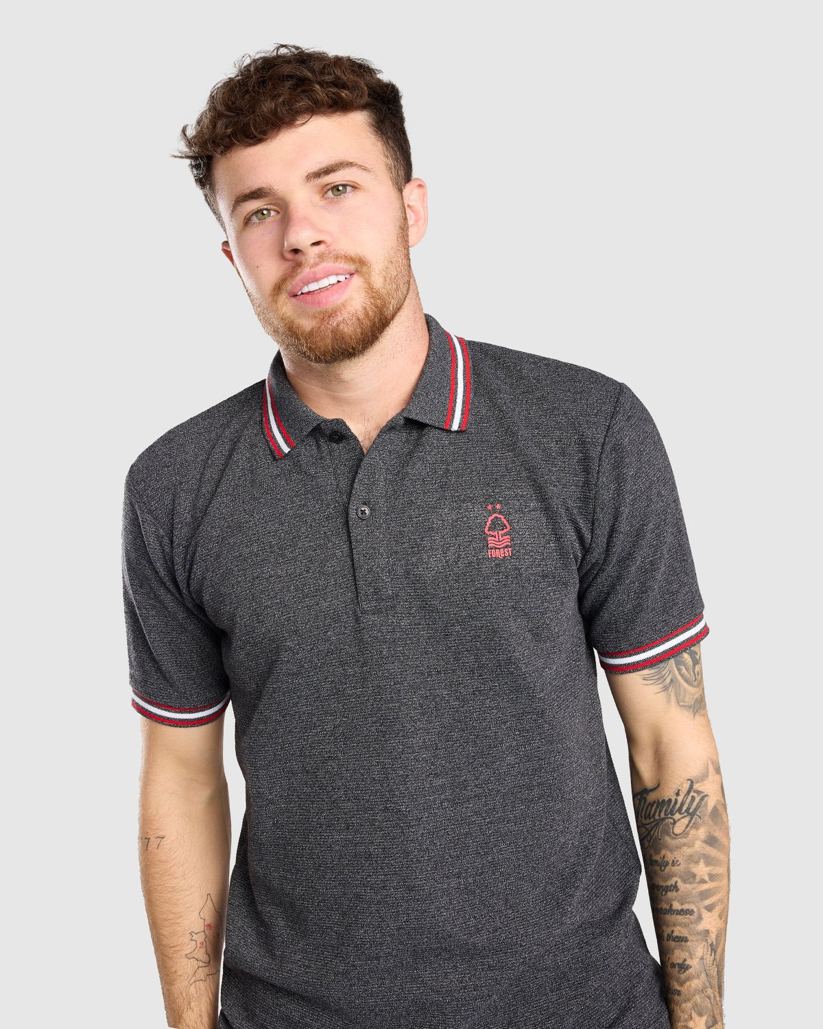NFFC Grey Ripple Rib Polo - Nottingham Forest FC