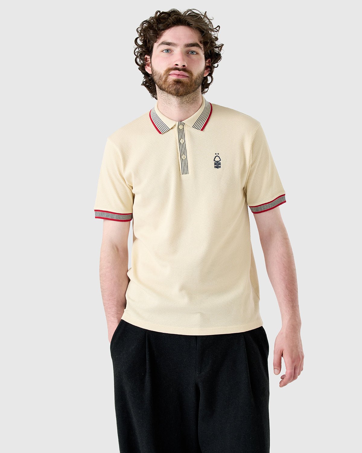 NFFC Heritage Ecru Bubble Knit Polo - Nottingham Forest FC