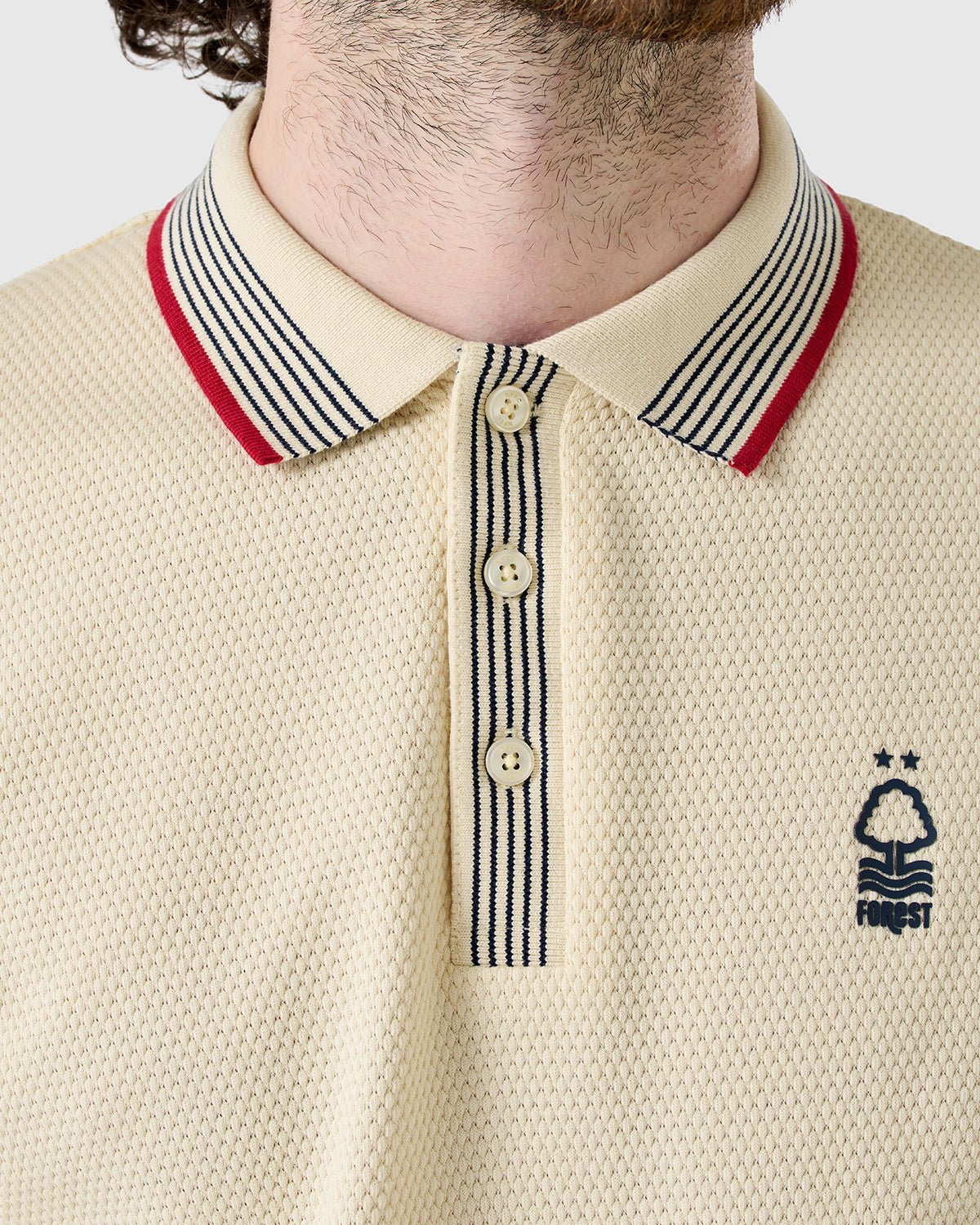 NFFC Heritage Ecru Bubble Knit Polo - Nottingham Forest FC