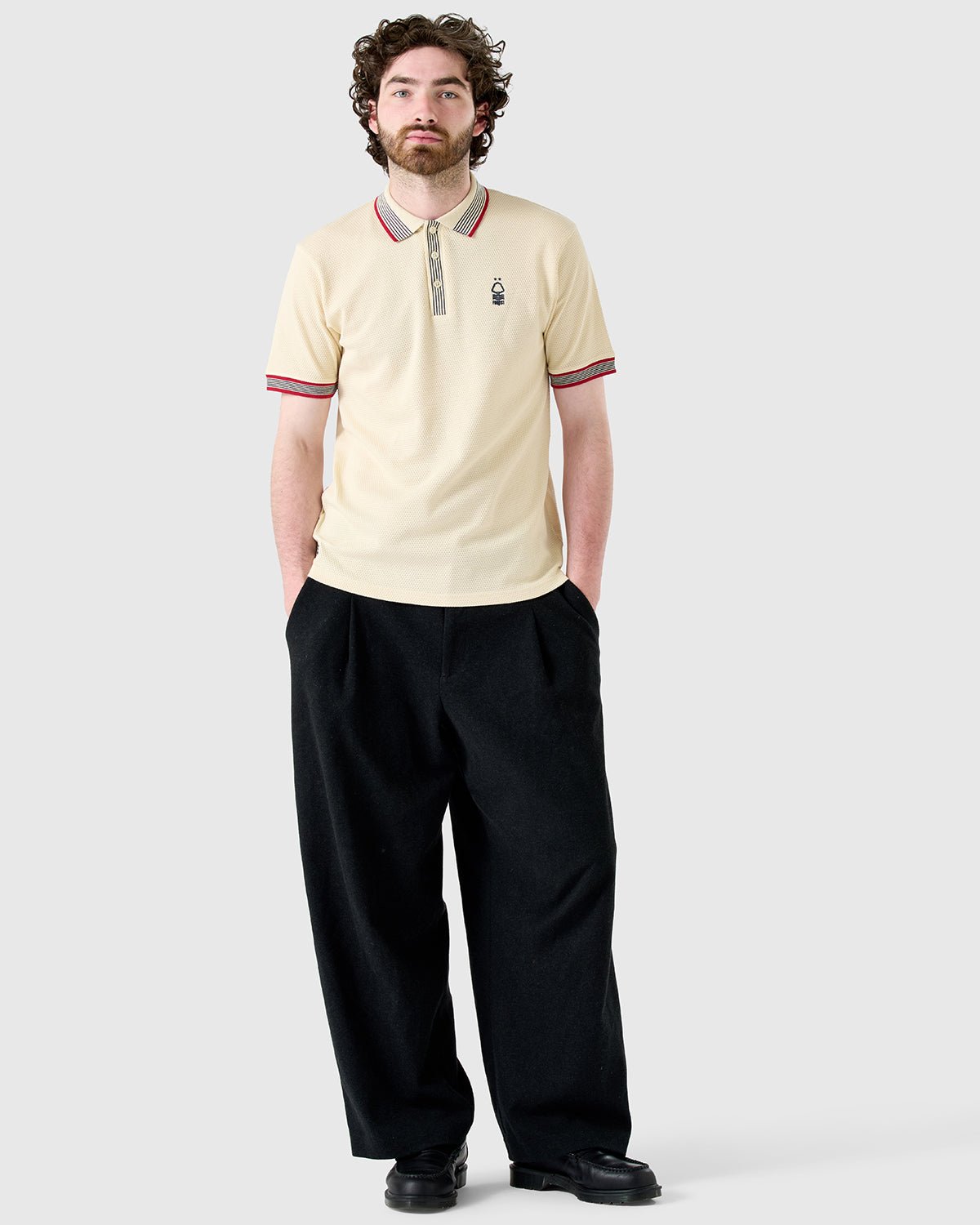 NFFC Heritage Ecru Bubble Knit Polo - Nottingham Forest FC